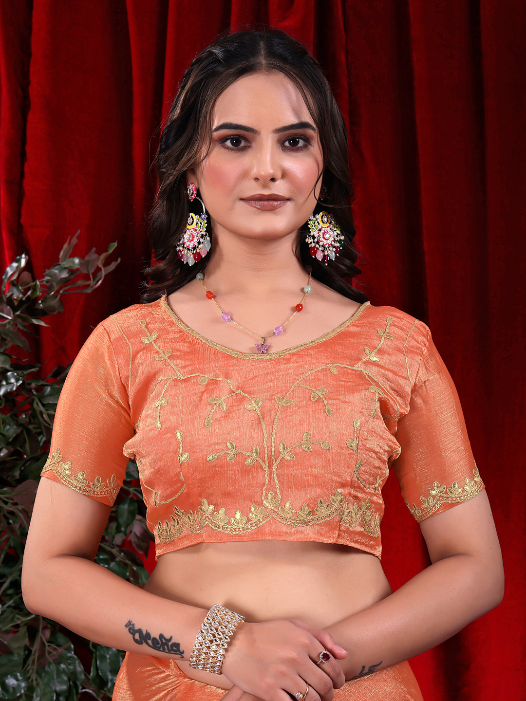 Jimmy Chu Embroidered Saree with Gotta Patti Work