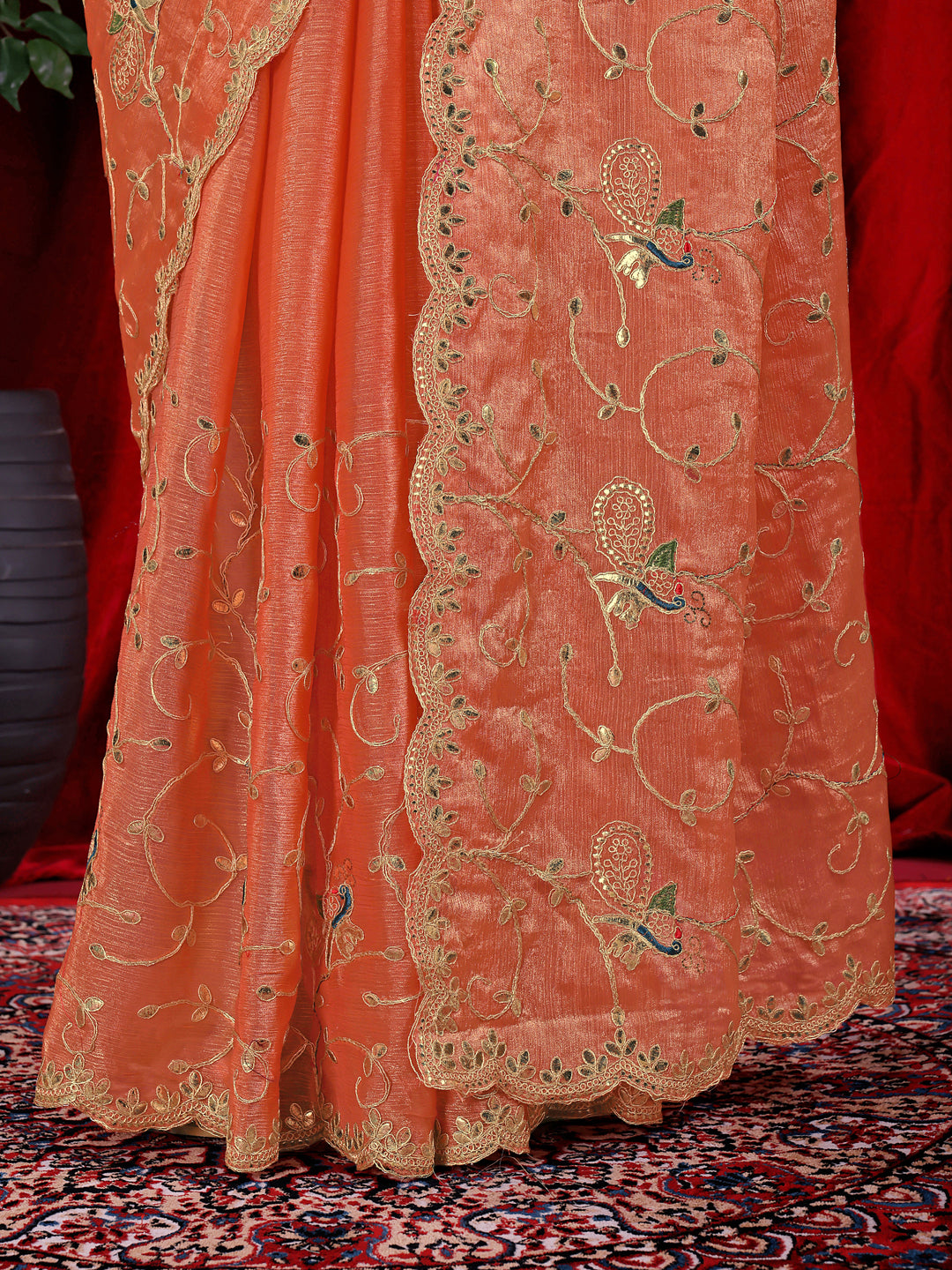 Jimmy Chu Embroidered Saree with Gotta Patti Work