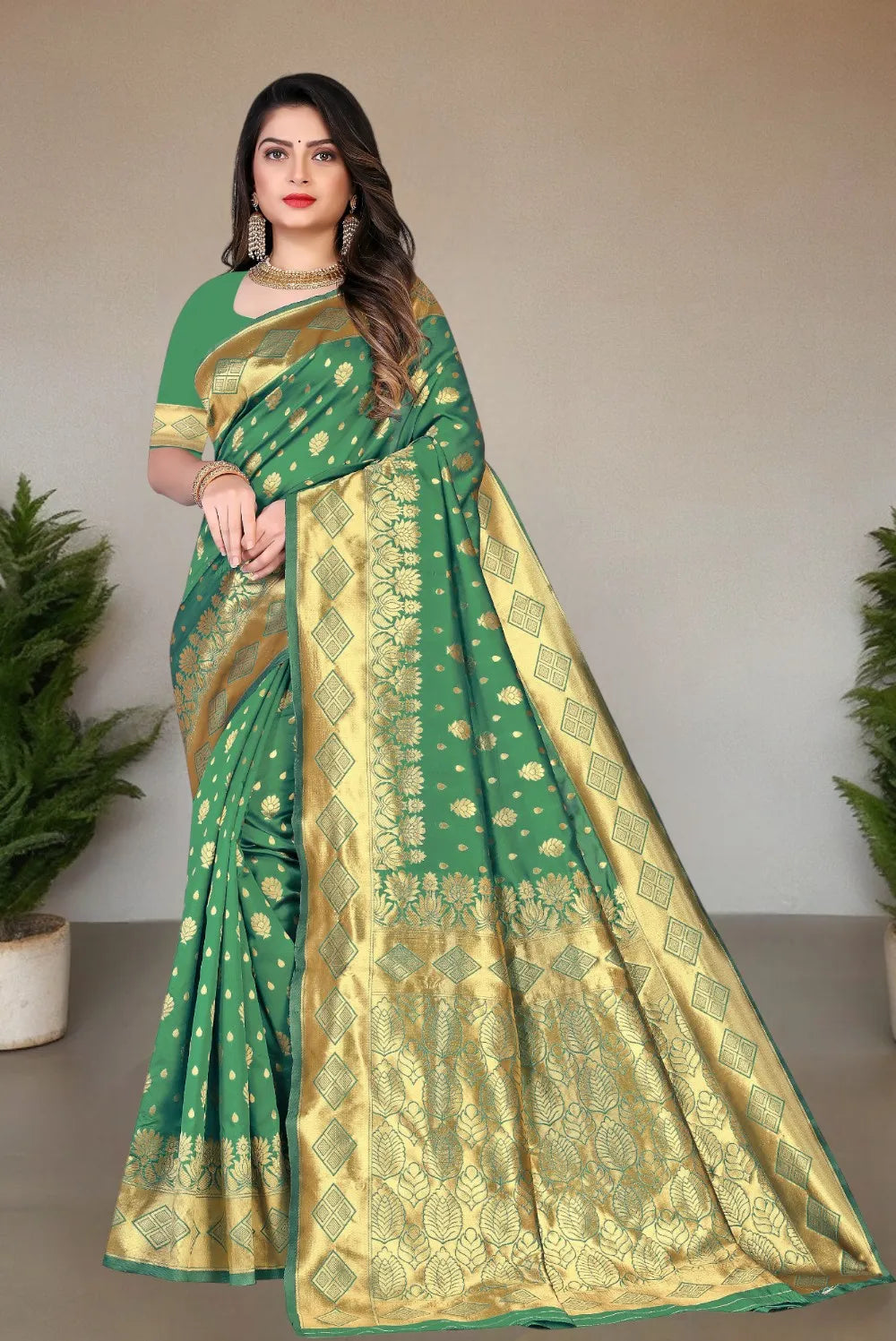 Pionex Woven Kanjivaram Jacquard Pure Silk Saree