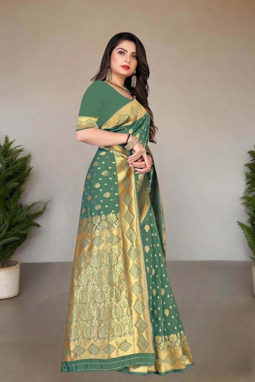 Pionex Woven Kanjivaram Jacquard Pure Silk Saree