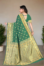 Pionex Woven Kanjivaram Jacquard Pure Silk Saree
