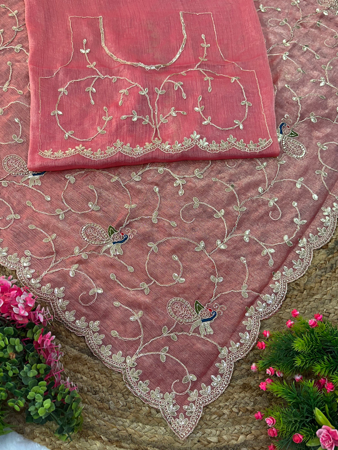 Jimmy Chu Embroidered Saree with Gotta Patti Work