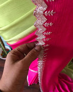 Soft Chinon Saree with Rich Black Cut Dana Handwork Border