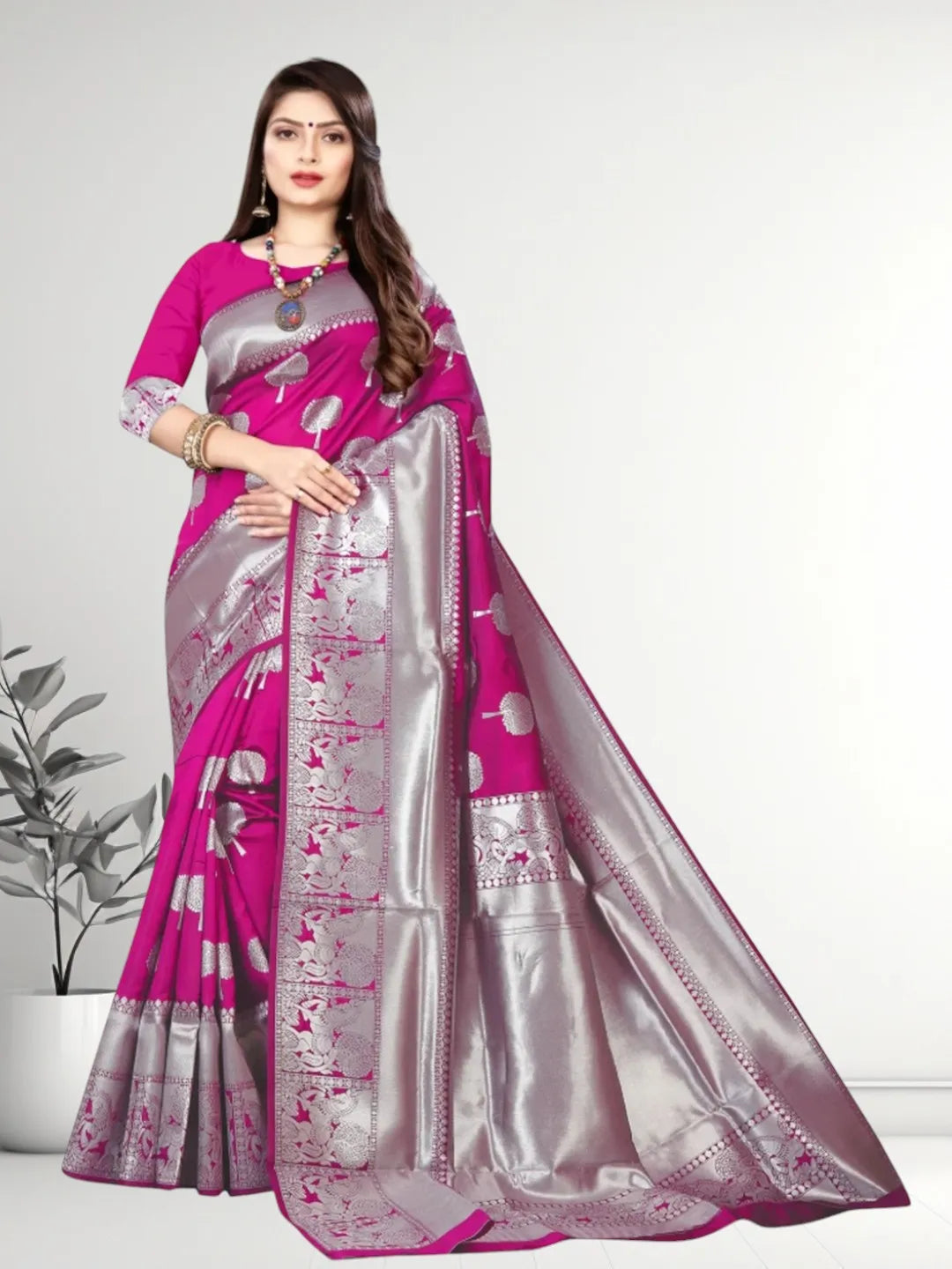 Pionex Banarasi Softy Copper Zari Weaving Brocade Saree
