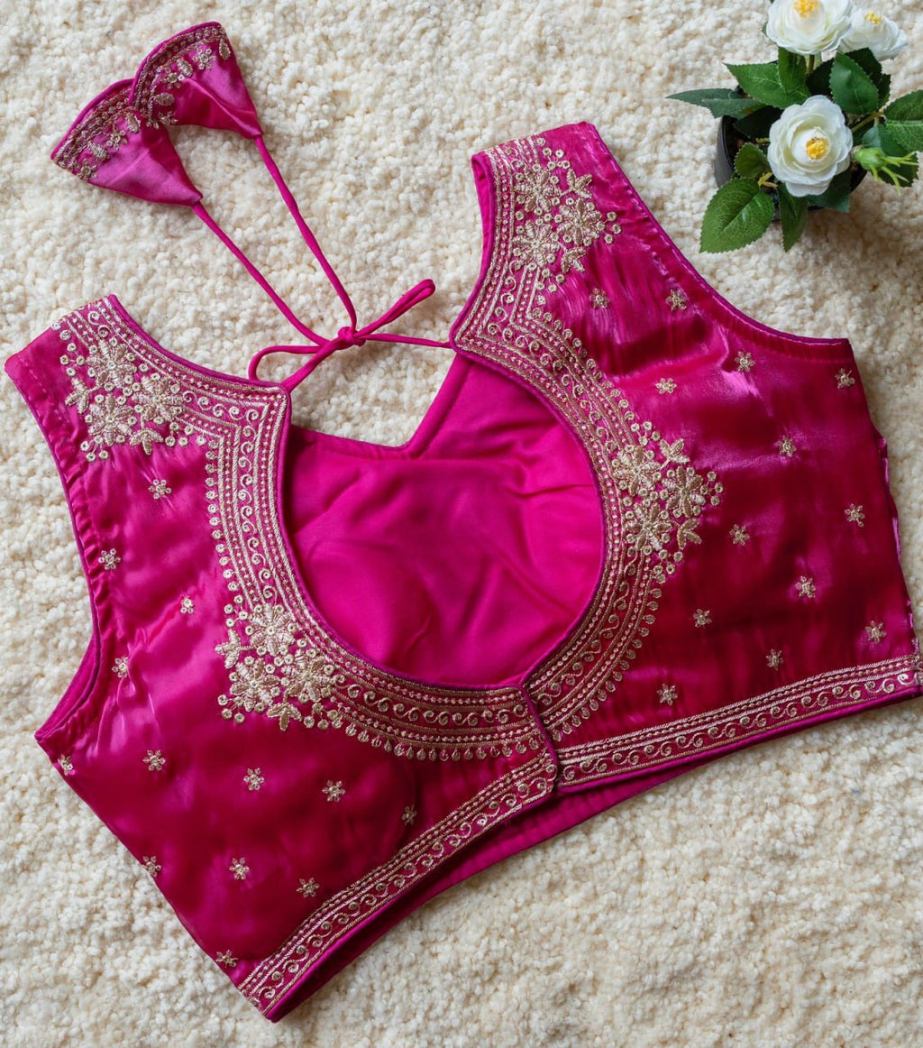 Jimmy Choo Fabric Sequin Embroidered V-Neck Blouse with Tussels