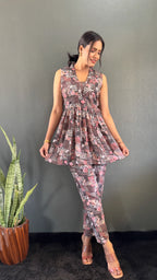 Printed V-Neck Co Ord Sets For Office Wear