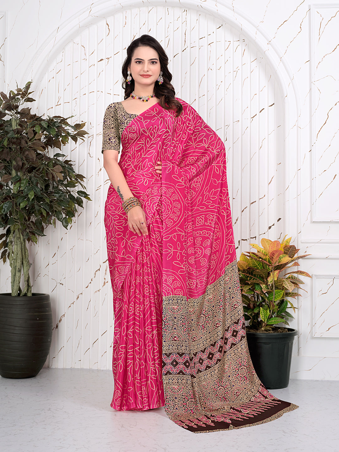 Abstract Printed Pure Crepe Silk Saree