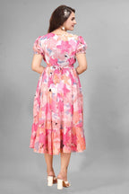 Graceful Light Blue Fit and Flare Dress for Women