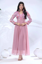Georgette Embroidery Flared Maxi Gown