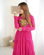 Pure Soft Fox Georgette Laheriya Print Fully Flared Anarkali Gown