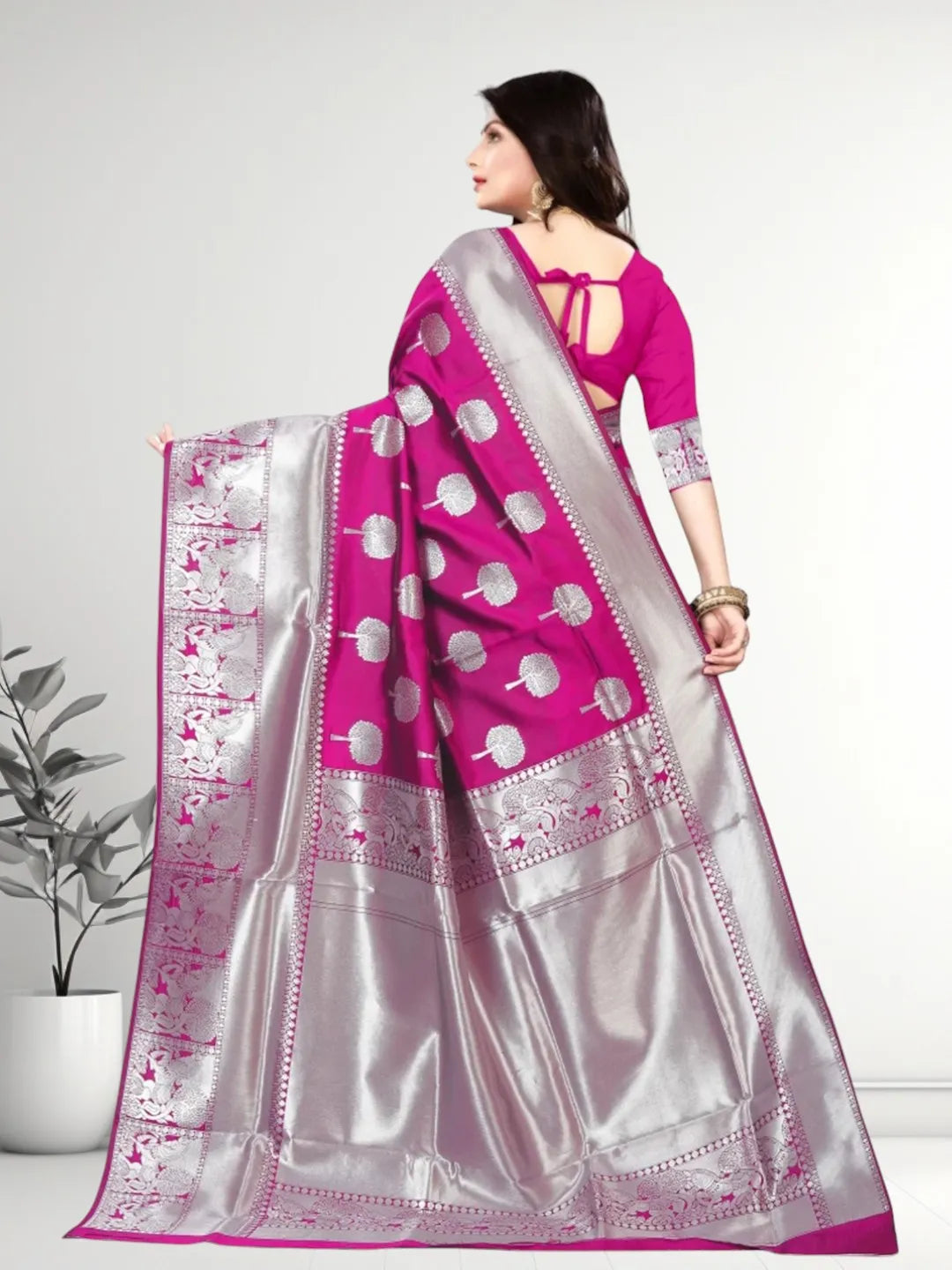 Pionex Banarasi Softy Copper Zari Weaving Brocade Saree