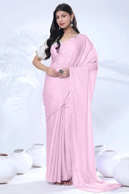 Ready To Wear Chiffon Pink Saree With Stitched Blouse