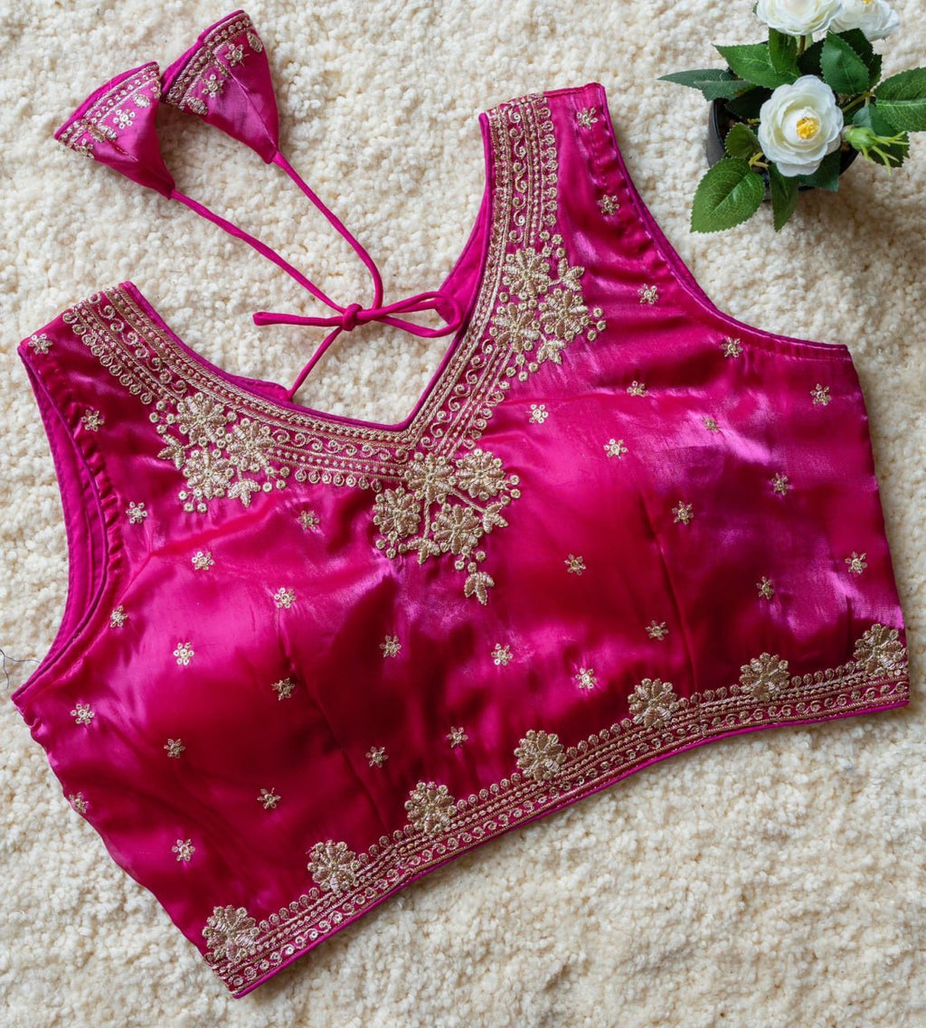 Jimmy Choo Fabric Sequin Embroidered V-Neck Blouse with Tussels