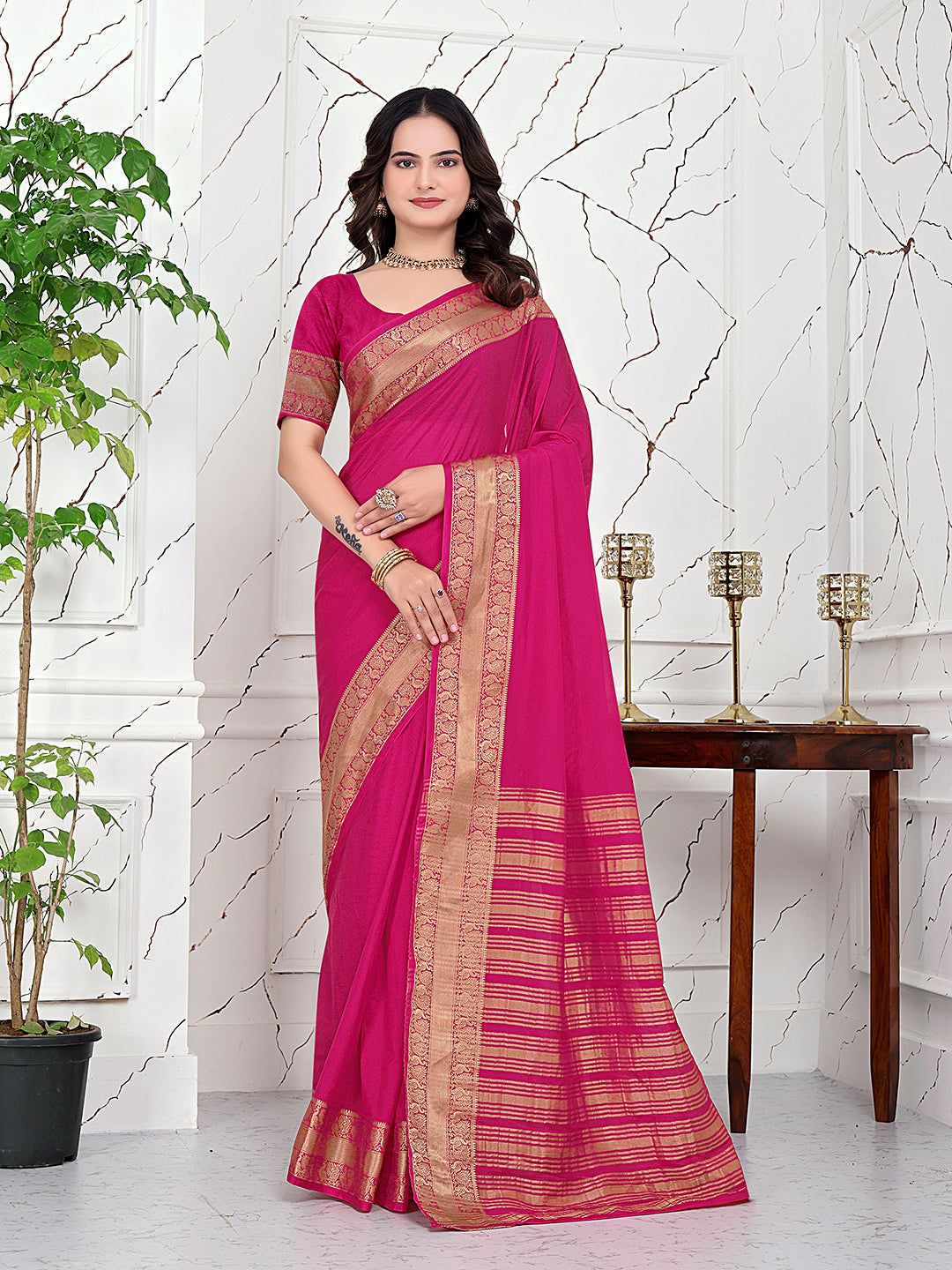 Ready-to-Wear Jacquard Saree in Crepe Banarasi Fabric