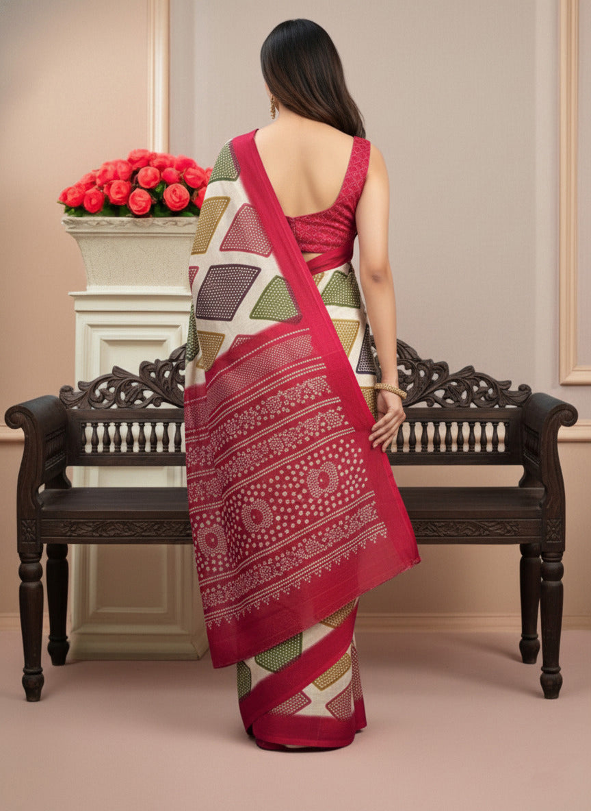 Satin Bandhni Printed Party wear Saree