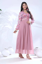 Georgette Embroidery Flared Maxi Gown