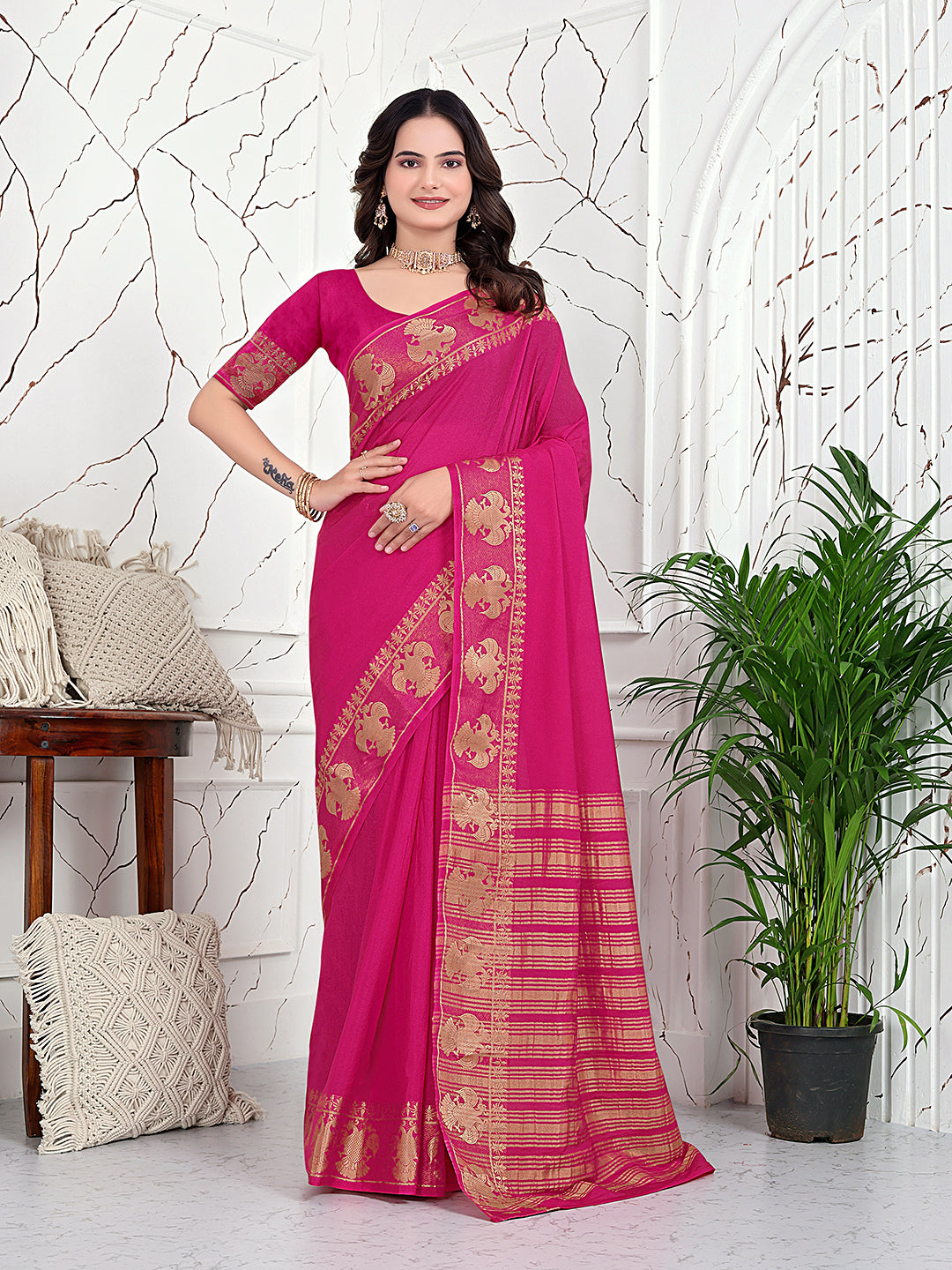 Ready-to-Wear Banarasi Jacquard Saree in Crepe Fabric