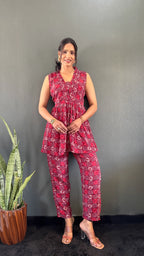 Printed V-Neck Co Ord Sets For Office Wear