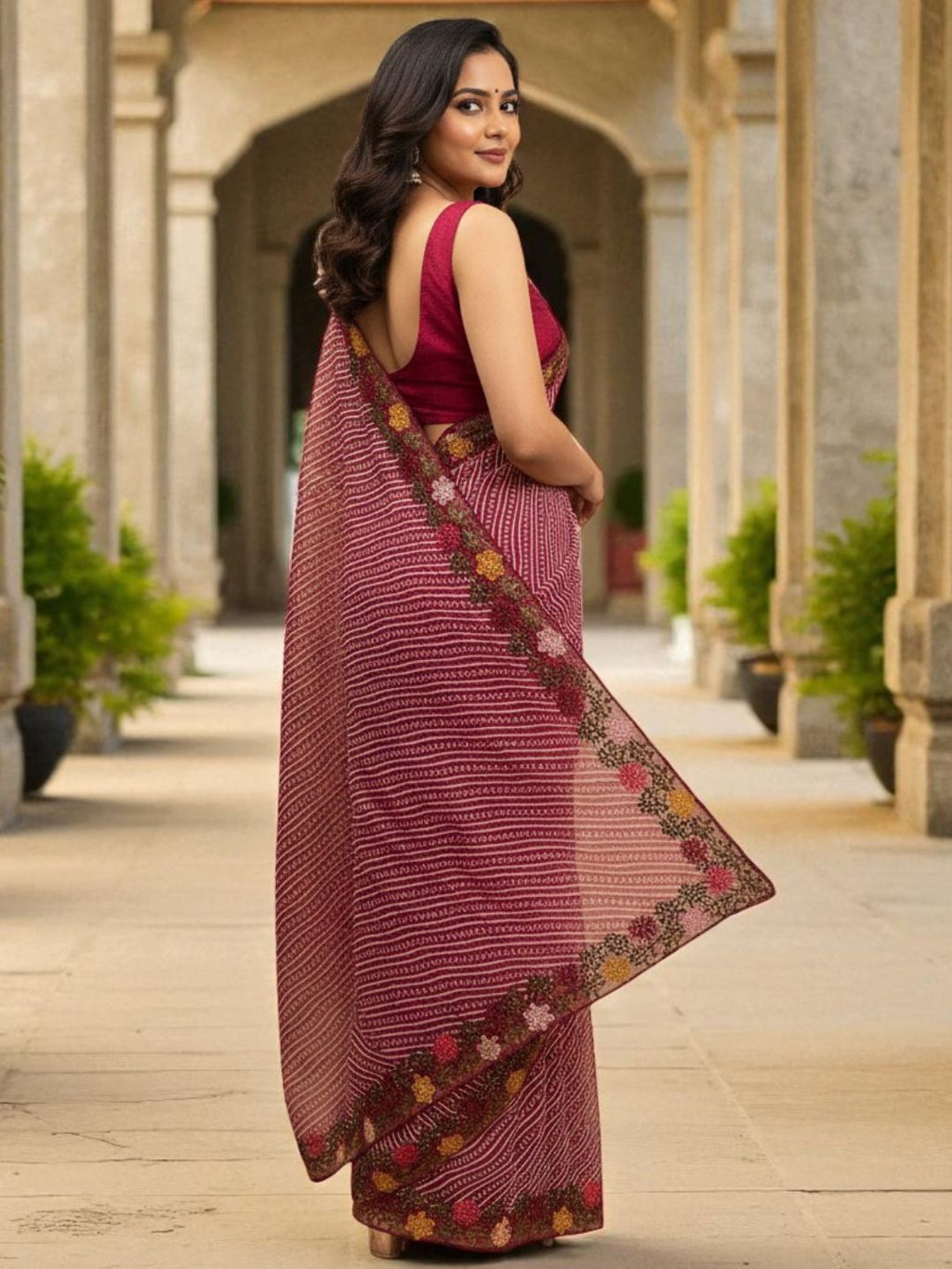 Cotton Silk Bandhani Printed Saree with Embroidery Work Border