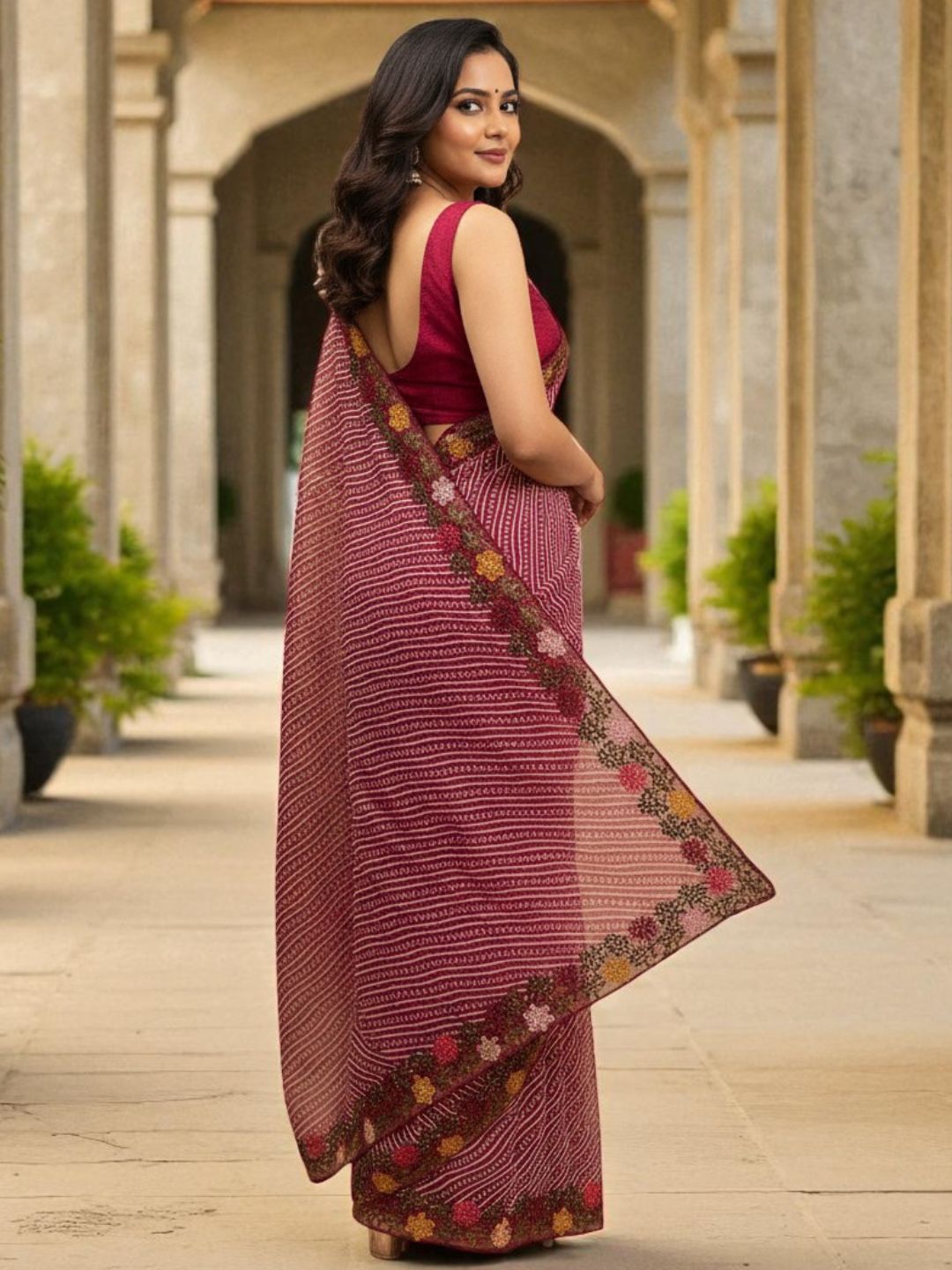 Cotton Silk Bandhani Printed Saree with Embroidery Work Border