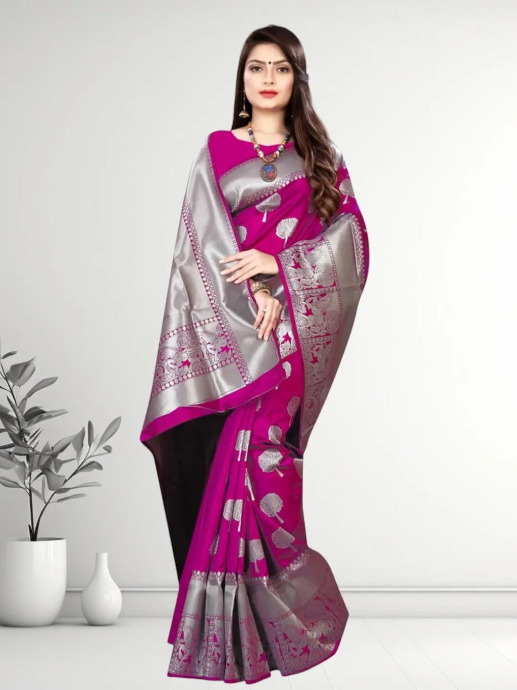 Pionex Banarasi Softy Copper Zari Weaving Brocade Saree