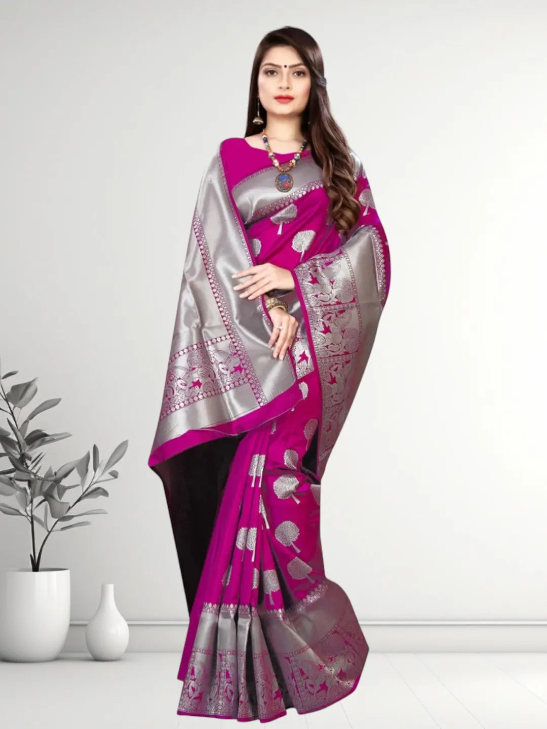 Pionex Banarasi Softy Copper Zari Weaving Brocade Saree
