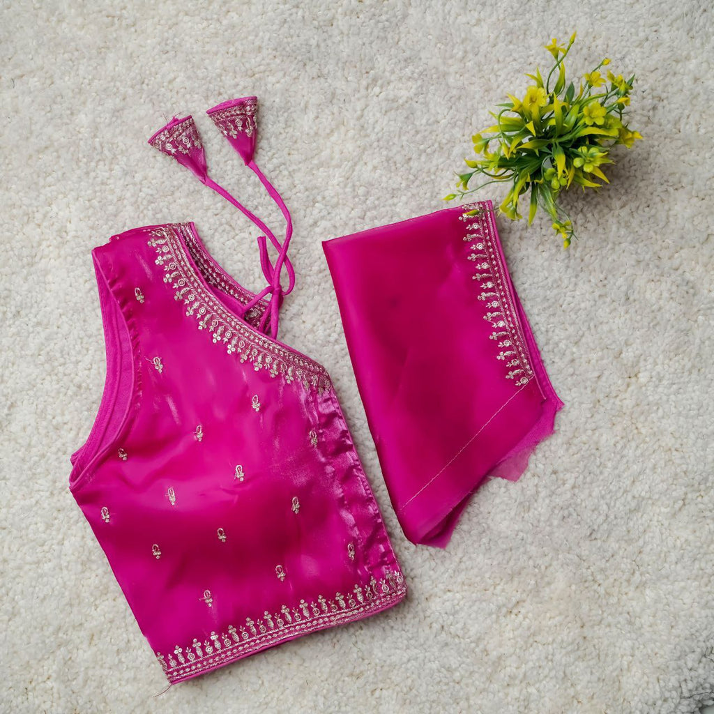 Readymade Jimmy Choo Fabric Embroidered Blouse with Front Hook & Back Tussels