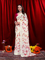 Women's Ready-to-wear Floral Printed Georgette Saree