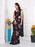 Ready-to-Wear Chiffon Saree with Zari Lines for Party Look