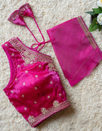 Jimmy Choo Fabric Sequin Embroidered V-Neck Blouse with Tussels