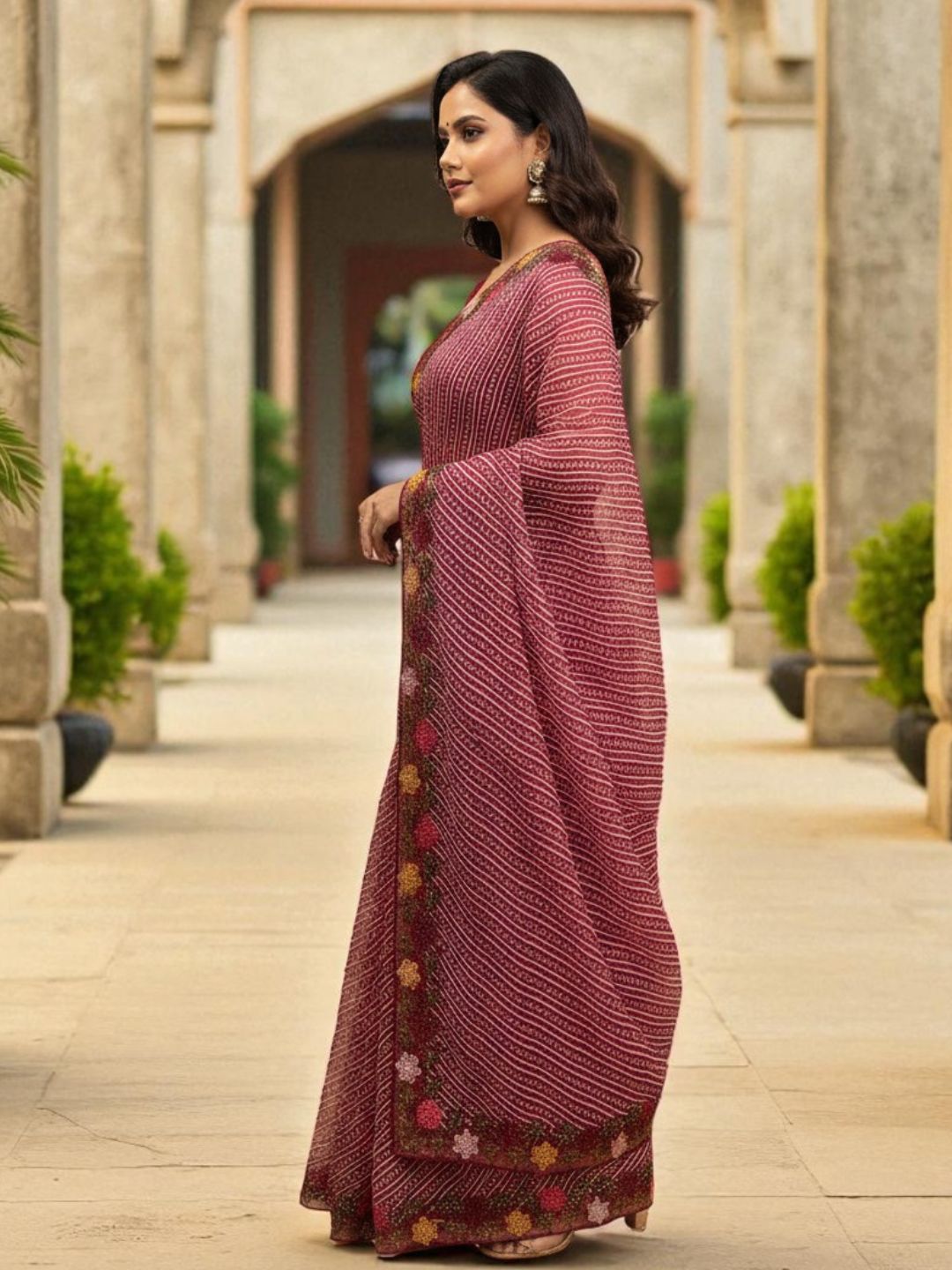 Cotton Silk Bandhani Printed Saree with Embroidery Work Border