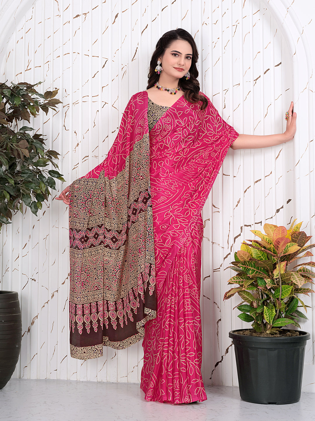 Abstract Printed Pure Crepe Silk Saree