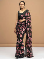Vibrant Floral Print Georgette Ready to Wear Saree