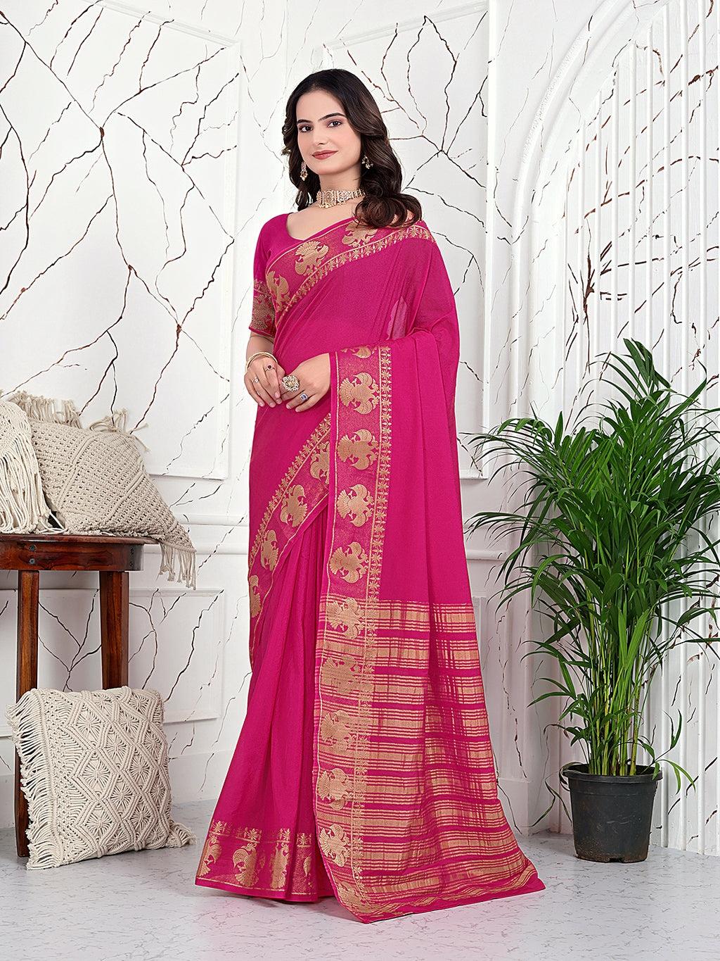Ready-to-Wear Banarasi Jacquard Saree in Crepe Fabric