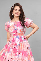 Graceful Light Blue Fit and Flare Dress for Women