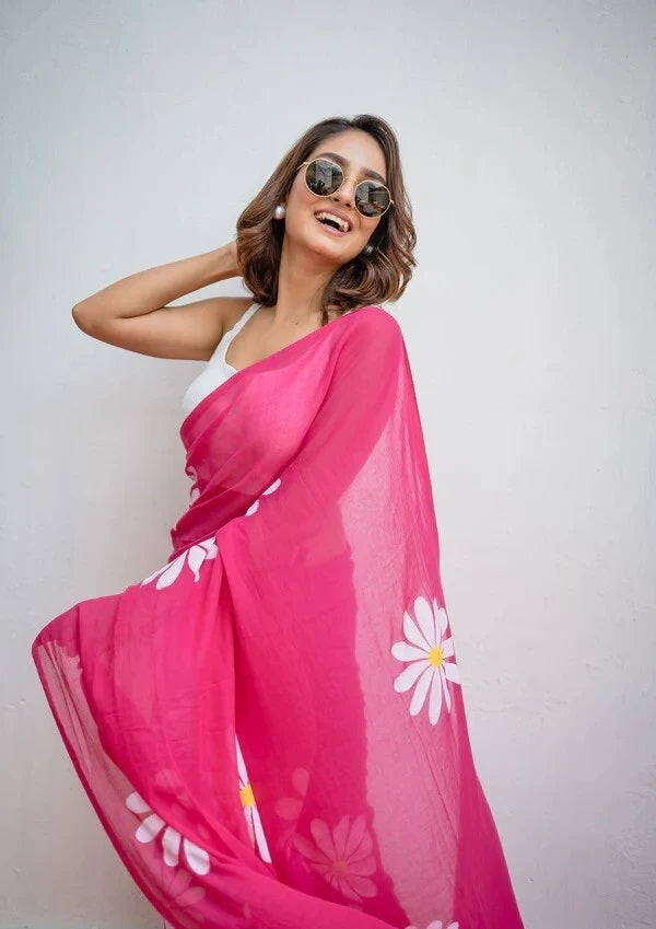 Floral Print Handloom Pure Cotton Saree