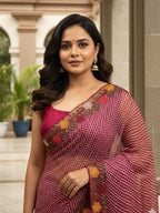 Cotton Silk Bandhani Printed Saree with Embroidery Work Border