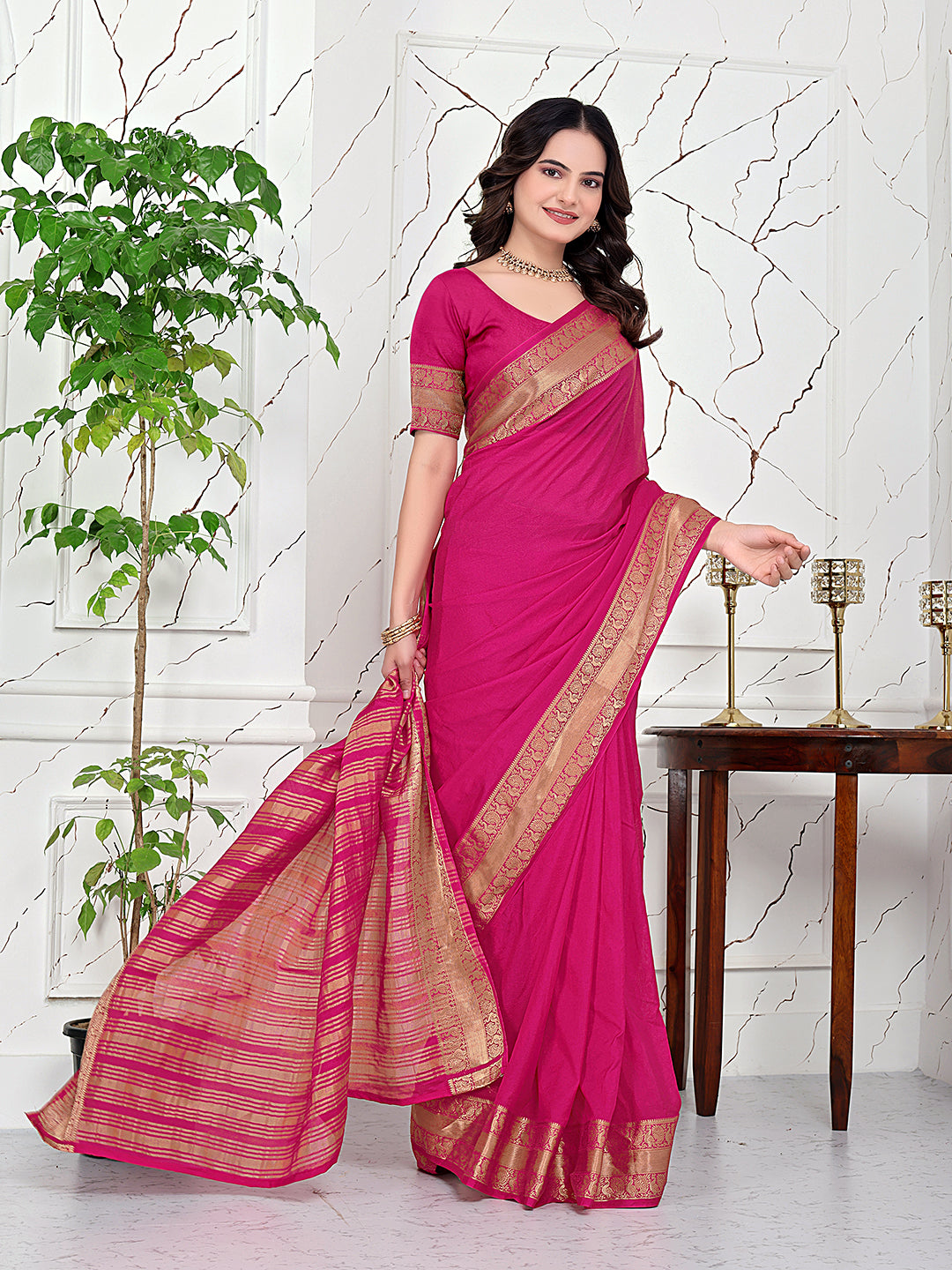 Ready-to-Wear Jacquard Saree in Crepe Banarasi Fabric