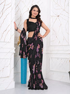 Ready-to-Wear Chiffon Saree with Zari Lines for Party Look