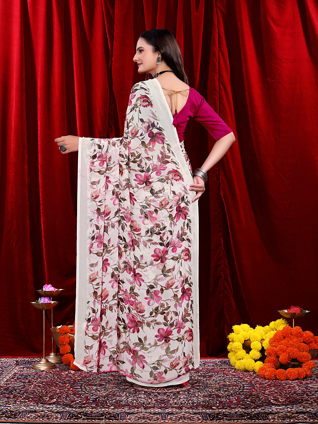 Ready-to-wear Floral Printed Georgette Saree