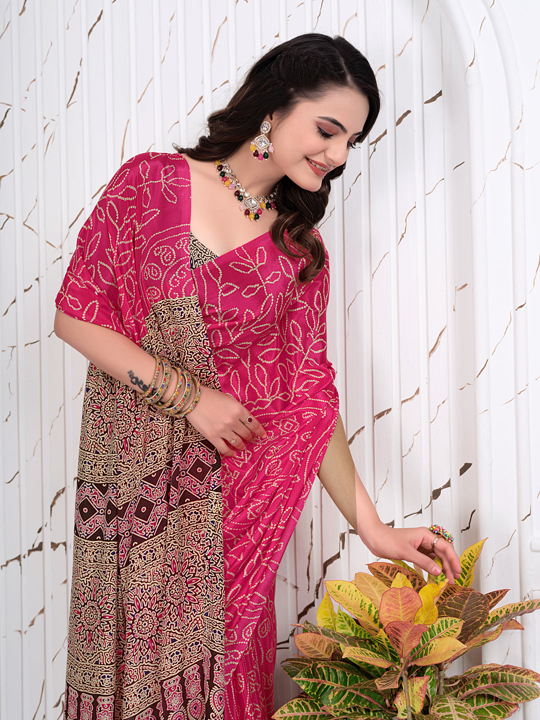 Abstract Printed Pure Crepe Silk Saree