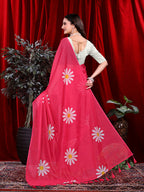 Ready To Wear Floral Print Handloom Pure Linen Saree