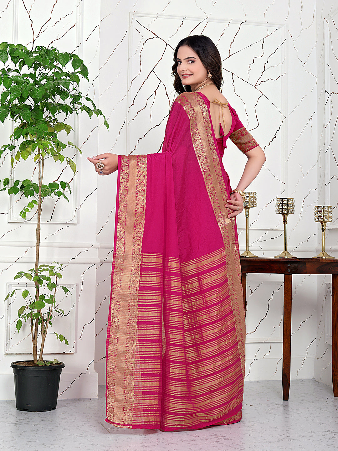 Ready-to-Wear Jacquard Saree in Crepe Banarasi Fabric