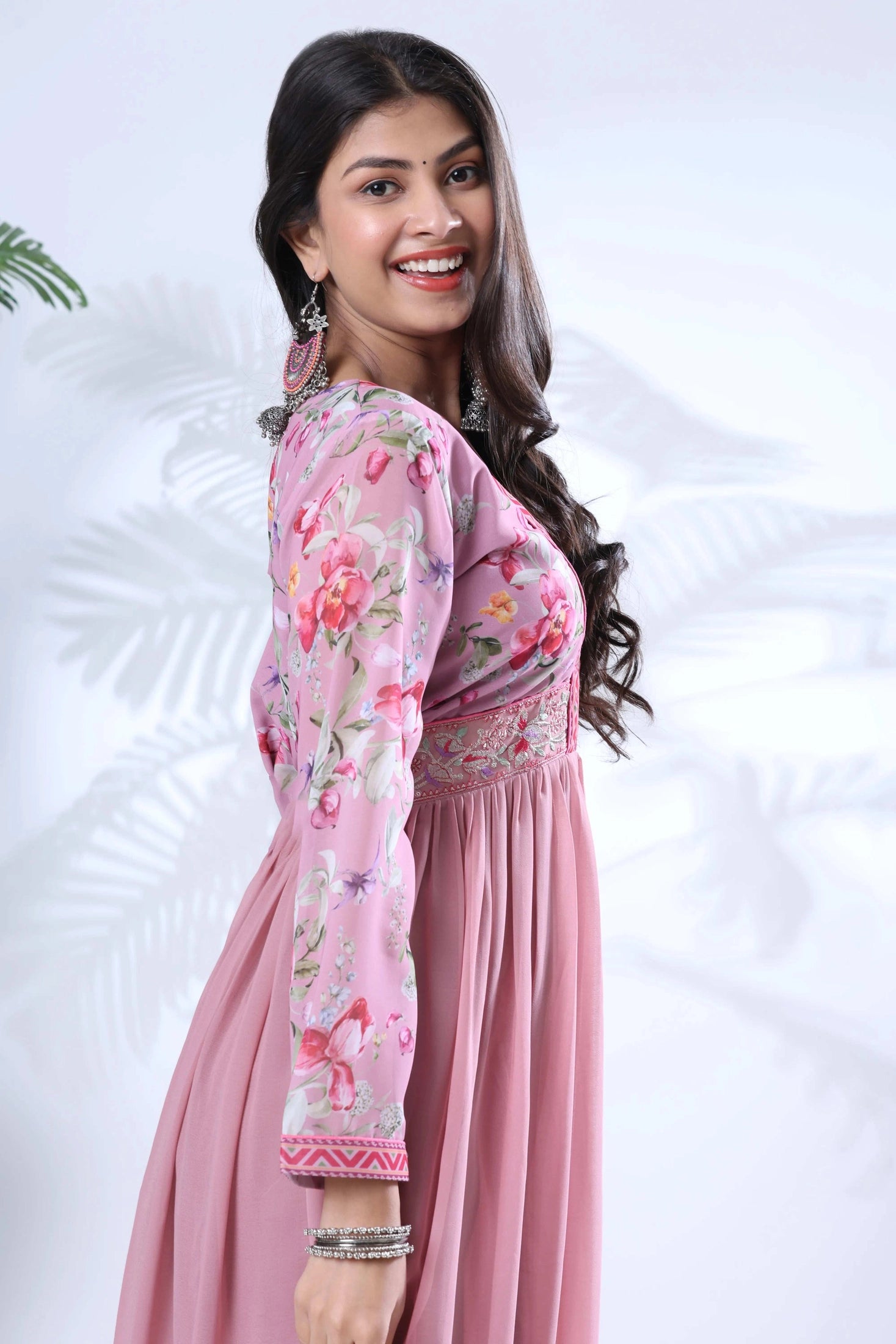 Georgette Embroidery Flared Maxi Gown