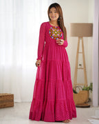 Pure Soft Fox Georgette Laheriya Print Fully Flared Anarkali Gown