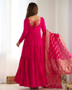 Roman Silk Chanderi Fully Flared Anarkali Suit Set