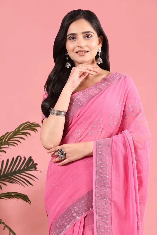 Georgette Swarovski Diamond Work Saree