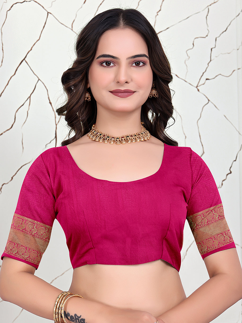 Ready-to-Wear Jacquard Saree in Crepe Banarasi Fabric