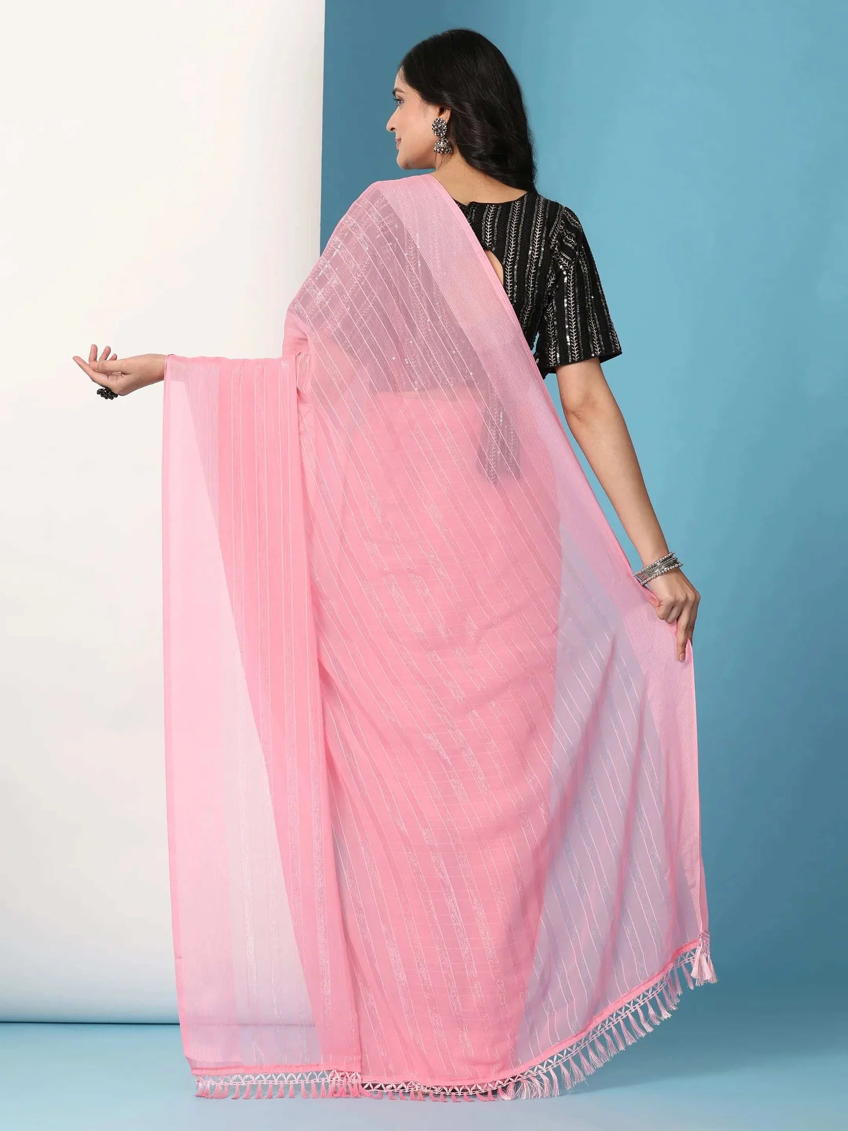 Ready To Wear Chiffon Saree With Stitched Blouse