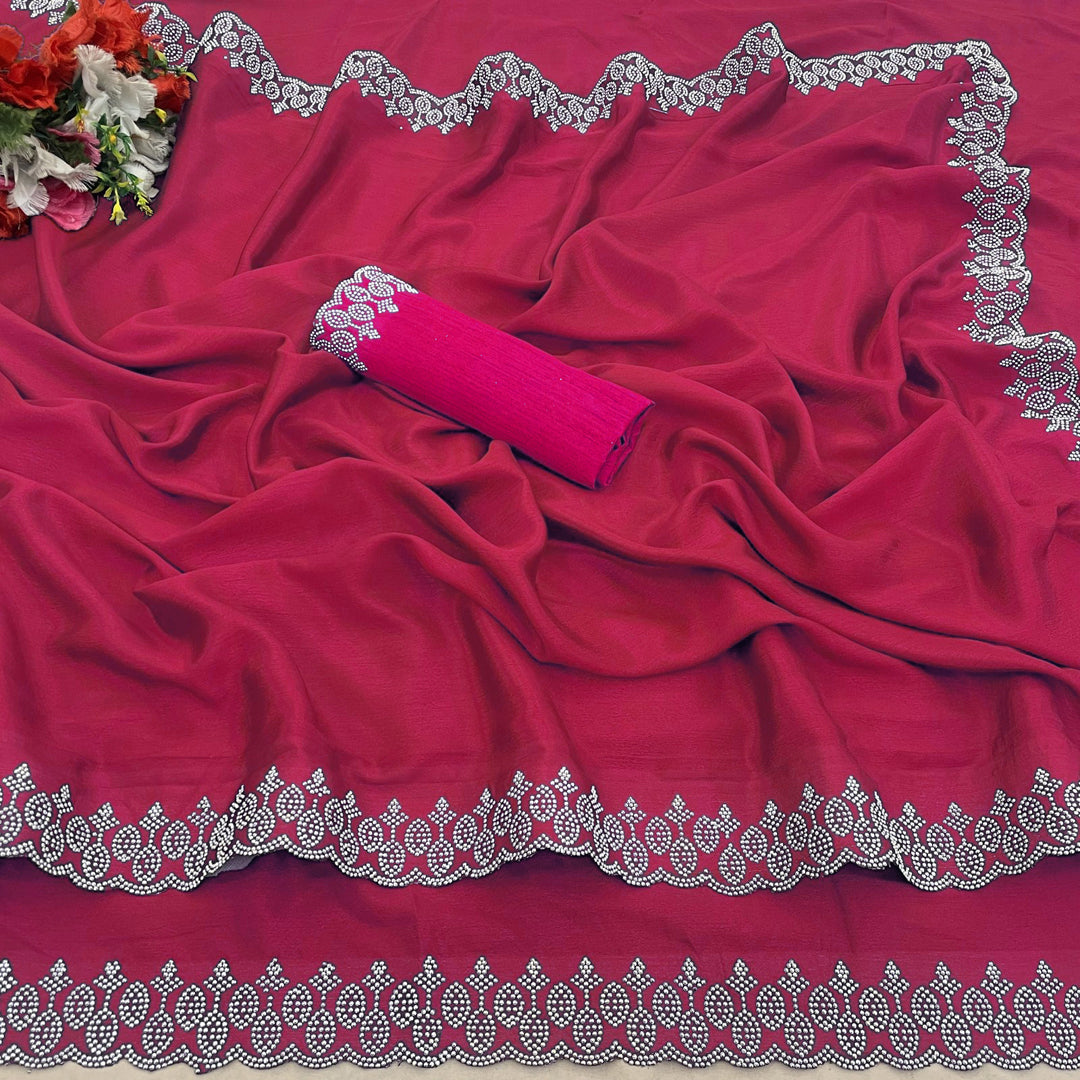 SIROSKI DAIMOND WORK SILK SAREE